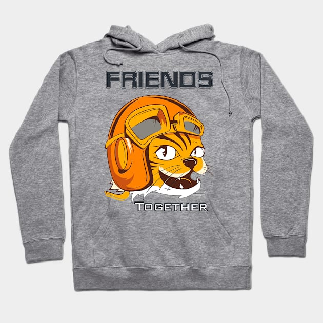 Tiger wearing vintage flying helmet's and goggles. Hoodie by AJ techDesigns